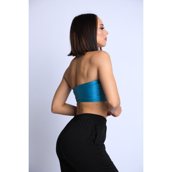 Women's Casual Sleeveless Off The Shoulder Tube Top Bandeau Nylon Spandex Comfy - Picture 4 of 11